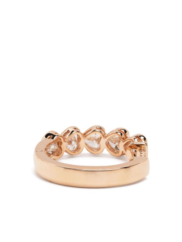 Browns Anita Ko 18K Rose Gold Medium Bezel Heart Diamond Huggie Hoop Earrings | Browns Fine Earrings