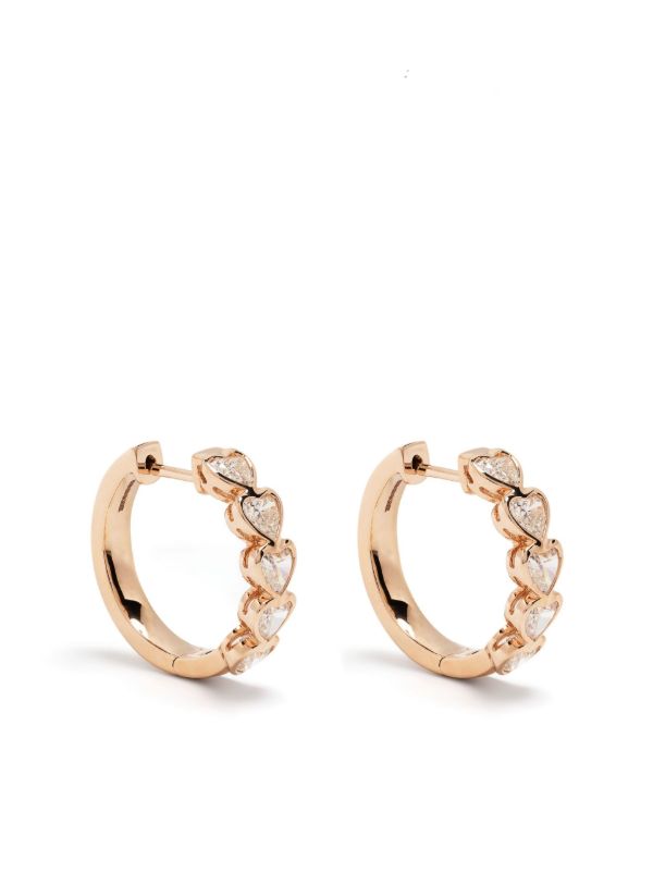 browns Anita Ko 18K Rose Gold medium Bezel Heart Diamond Huggie Hoop Earrings | Browns Fine Earrings