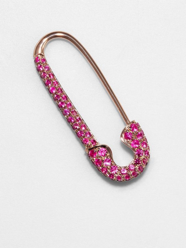 Browns Anita Ko 18K Rose Gold Safety Pin Ruby Earring | Browns Fine Earrings