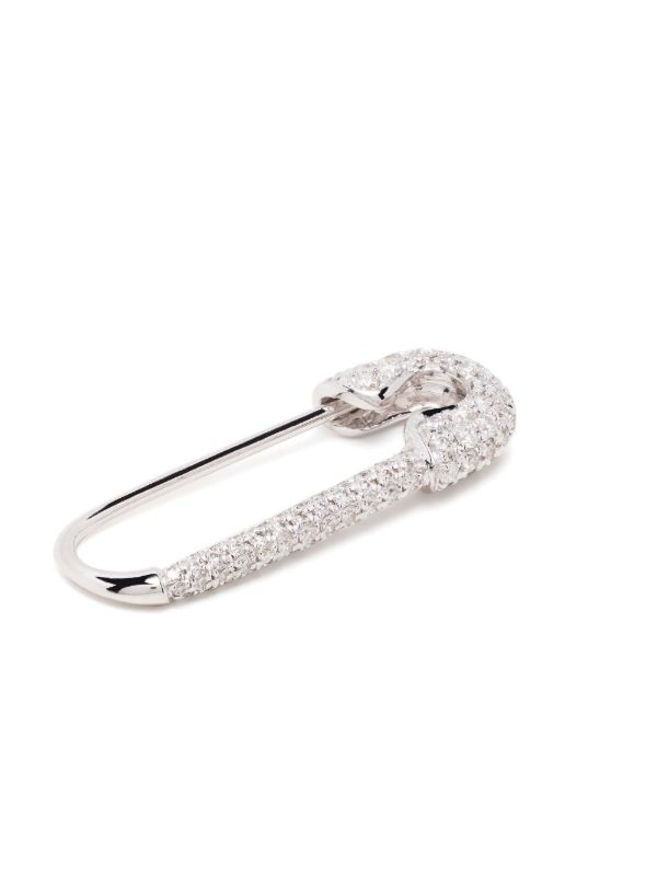 Browns Anita Ko 18K White Gold Safety Pin Diamond Earring | Browns Fine Earrings