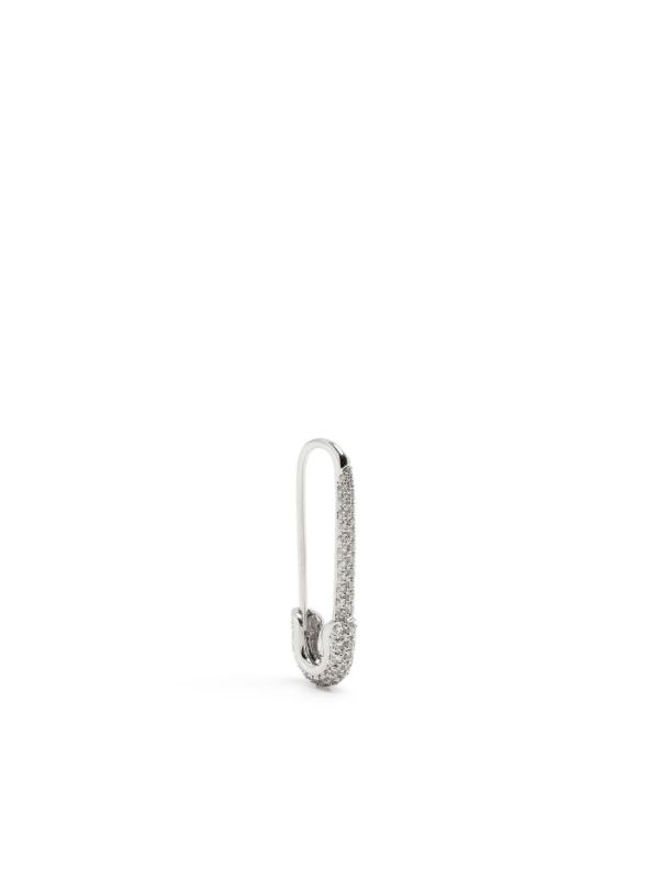 browns Anita Ko 18K white gold safety pin diamond earring | Browns Fine Earrings