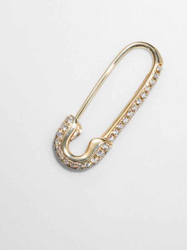 Browns Anita Ko 18K Yellow Gold Safety Pin Diamond Earring | Browns Fine Earrings