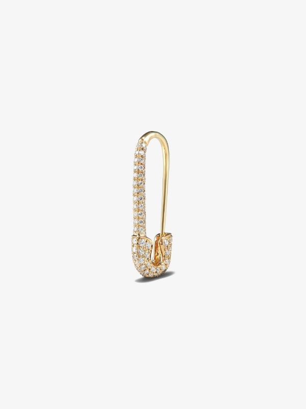 browns Anita Ko 18K yellow gold safety pin diamond earring | Browns Fine Earrings