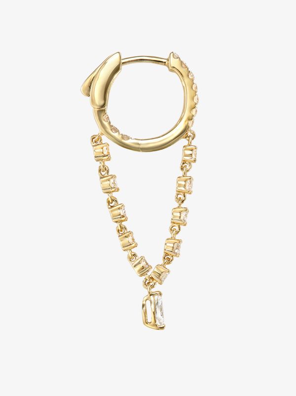 Browns Anita Ko 18K Yellow Gold Sienna Diamond Drop Huggie Hoop Earrings | Browns Fine Earrings