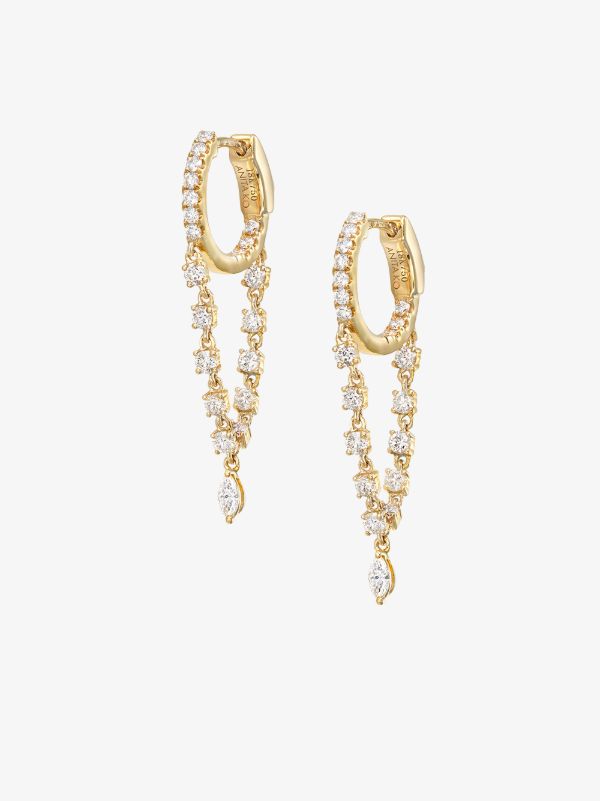 browns Anita Ko 18K yellow gold Sienna diamond drop huggie hoop earrings | Browns Fine Earrings