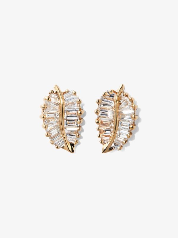browns Anita Ko 18K Yellow Gold small Palm Leaf Diamond Earrings | Browns Fine Earrings