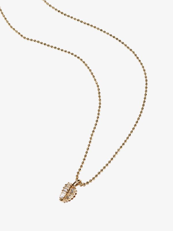 Browns Anita Ko 18K Yellow Gold Small Palm Leaf Diamond Necklace | Browns Fine Necklaces