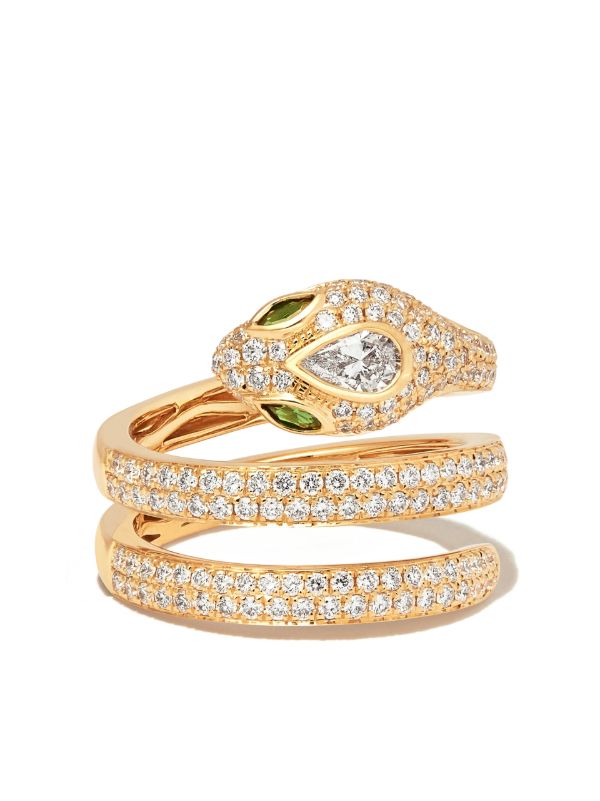 browns Anita Ko 18K yellow gold Snake Coil diamond pavé ring | Browns Fine Rings