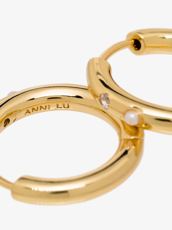 Browns Anni Lu Gold-plated Brigitte Pearl Hoop Earrings | Browns Earrings