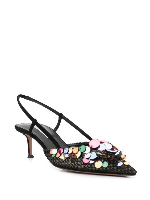 Browns Aquazzura Black 50mm Can Can Pumps | Browns Pumps