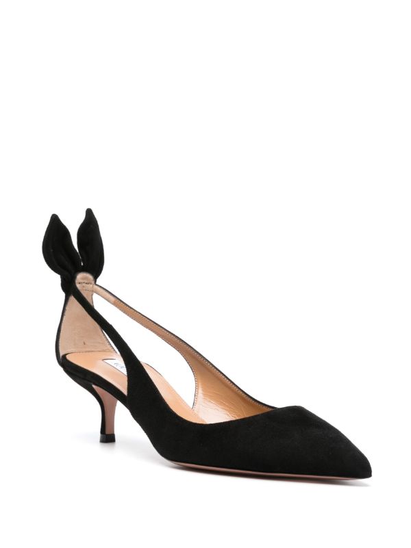 Browns Aquazzura Black Bow Tie 50 Suede Pumps | Browns Pumps