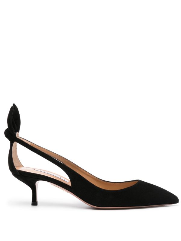 browns Aquazzura Black Bow Tie 50 Suede Pumps | Browns Pumps