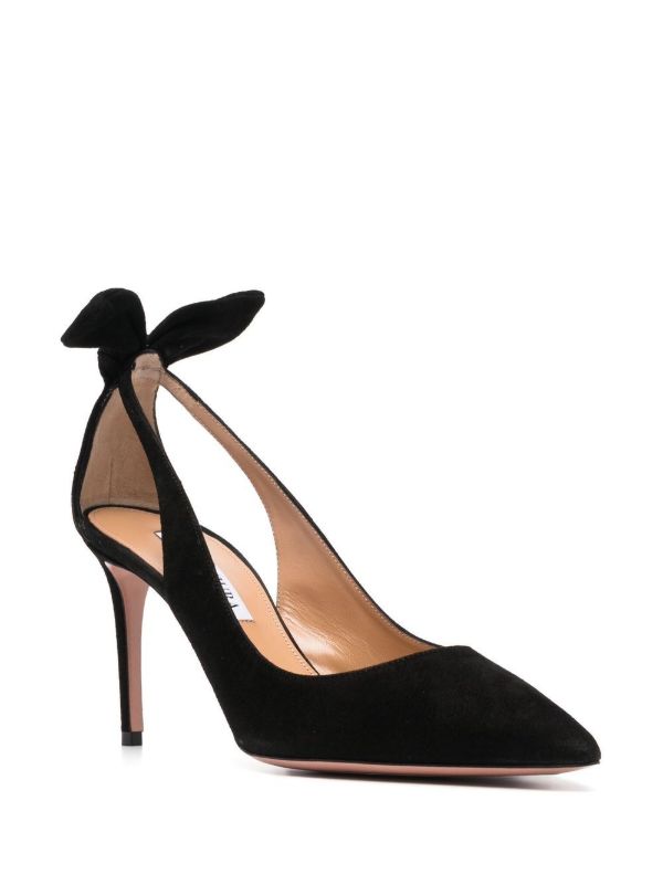 Browns Aquazzura Black Bow Tie 85 Suede Pumps | Browns Pumps