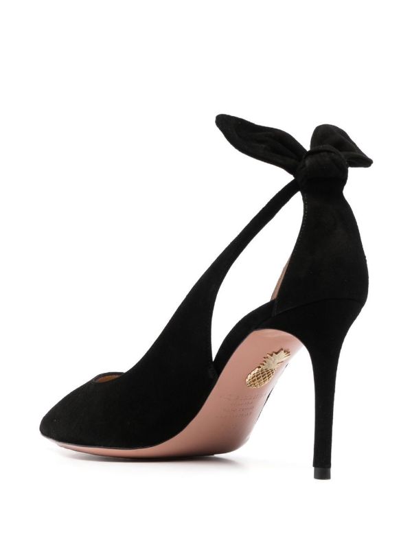 Browns Aquazzura Black Bow Tie 85 Suede Pumps | Browns Pumps