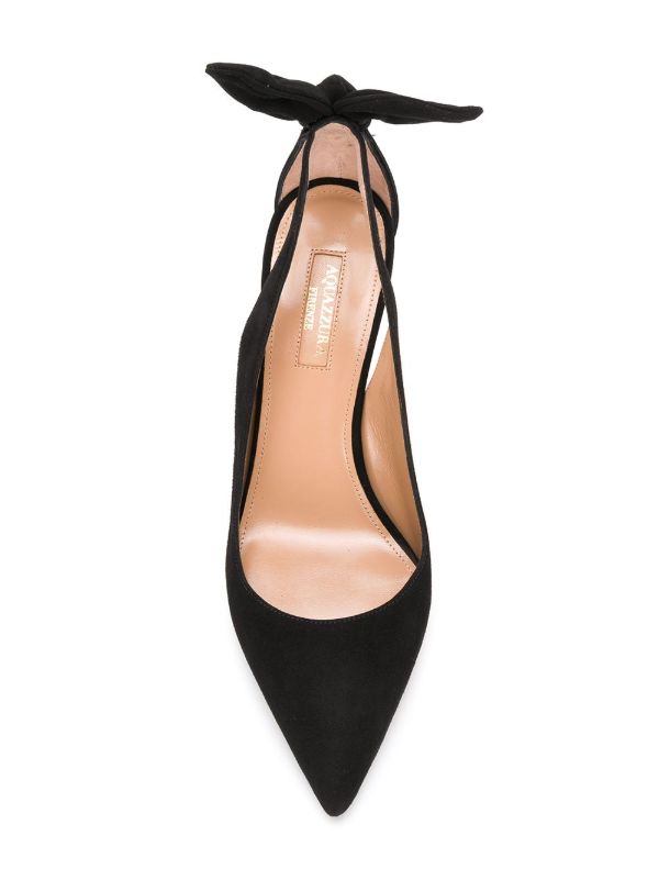 Browns Aquazzura Black Bow Tie 85 Suede Pumps | Browns Pumps