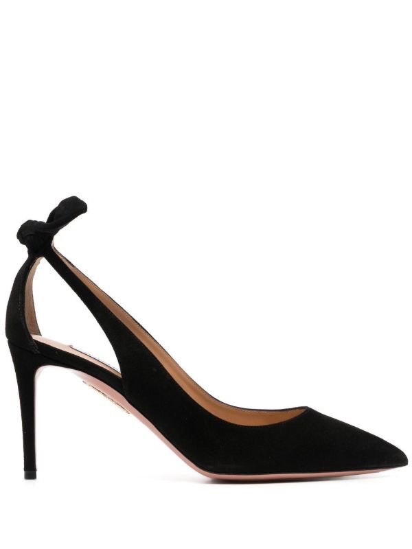 browns Aquazzura Black Bow Tie 85 Suede Pumps | Browns Pumps