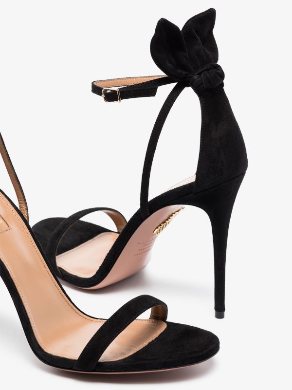 Browns Aquazzura Black Deneuve 105 Suede Bow Sandals | Browns Sandals