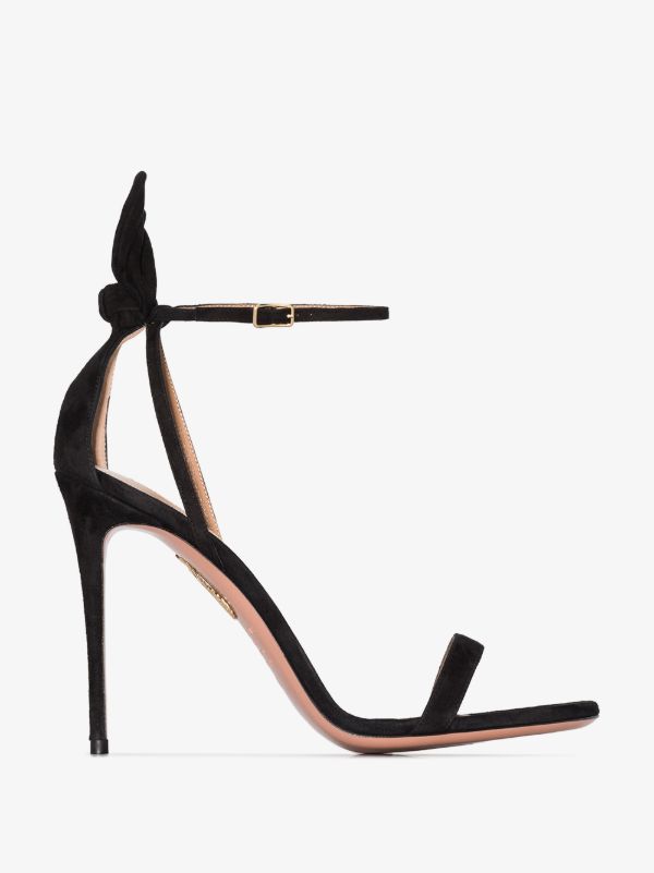 browns Aquazzura black deneuve 105 suede bow sandals | Browns Sandals