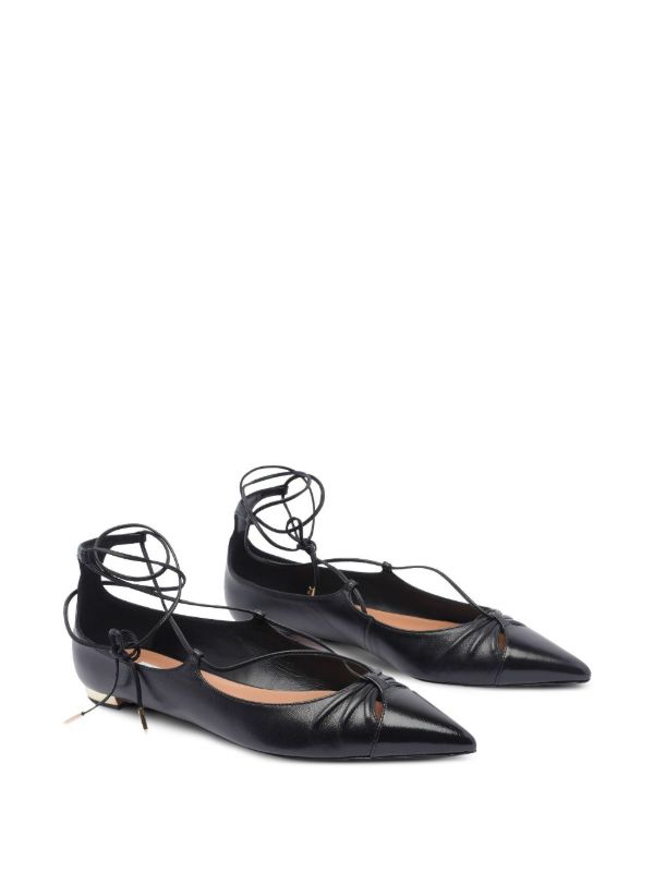 Browns Aquazzura Black Gabi Ballet Flats | Browns Ballerina Shoes