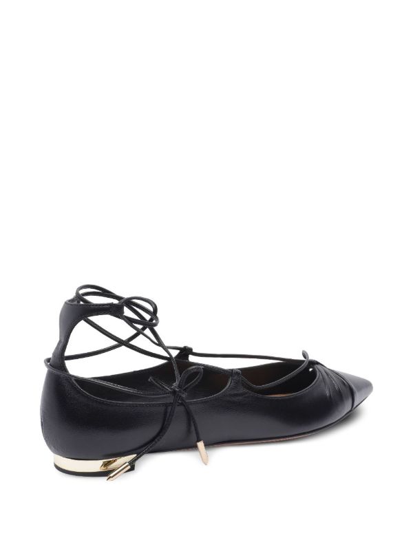 Browns Aquazzura Black Gabi Ballet Flats | Browns Ballerina Shoes