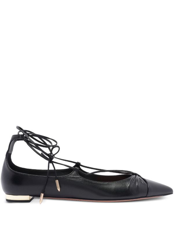 browns Aquazzura Black Gabi Ballet Flats | Browns Ballerina Shoes