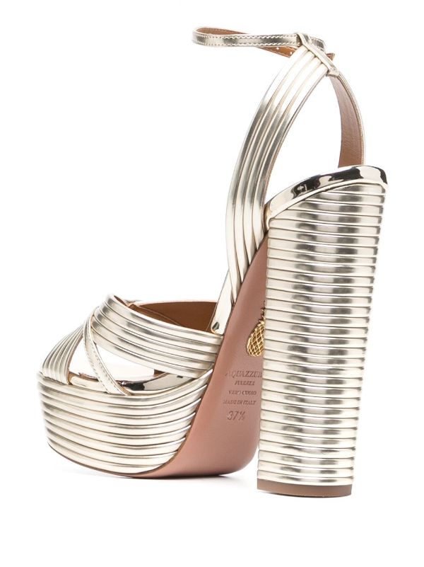 Browns Aquazzura Gold Sundance Plateau 140 Leather Sandals | Browns Sandals