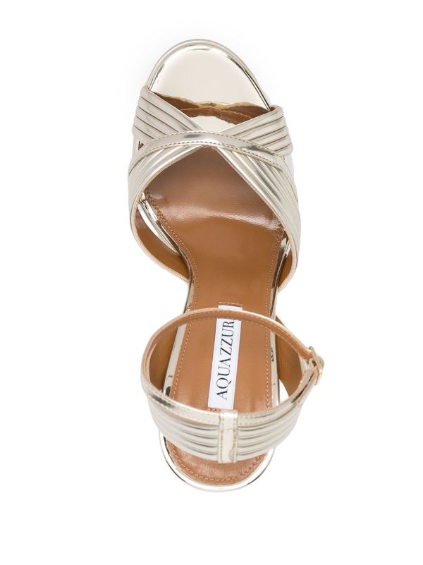 Browns Aquazzura Gold Sundance Plateau 140 Leather Sandals | Browns Sandals