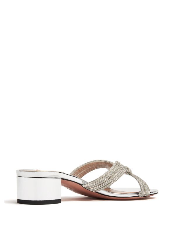 Browns Aquazzura Silver-Tone Muse 35 Leather Mules | Browns Mules