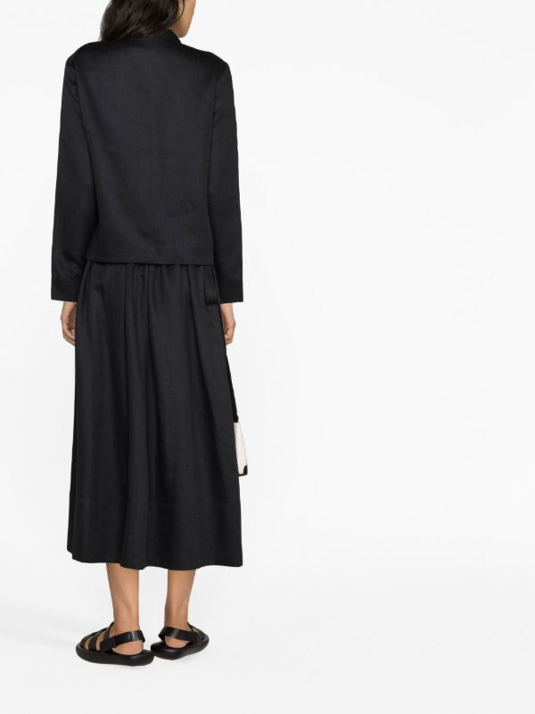 Browns Asceno Black Coco Pleated Linen Midi Skirt | Browns Full Skirts