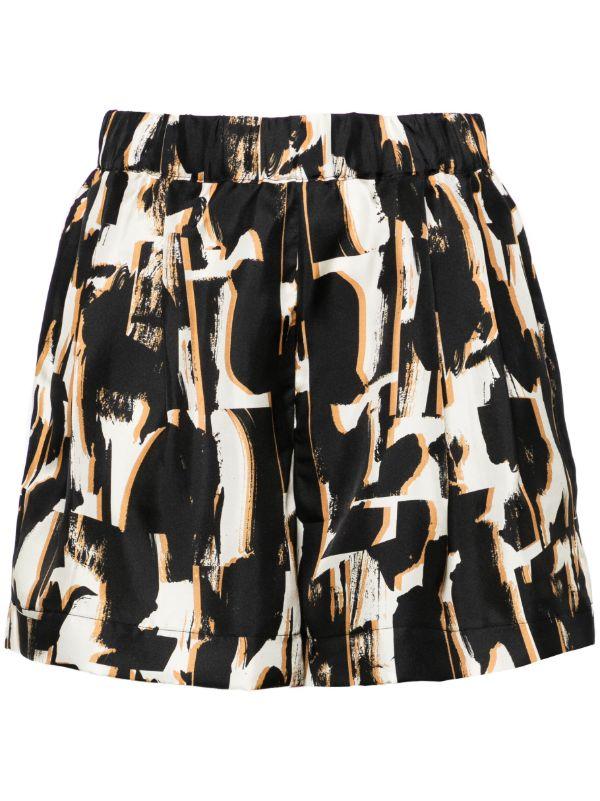 browns Asceno brown abstract-print silk shorts | Browns Short & Mini Shorts