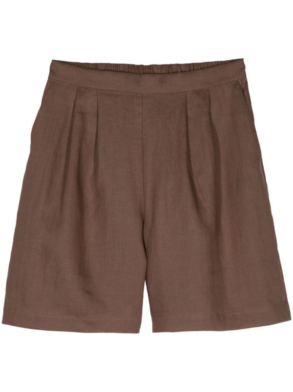 browns Asceno Brown Tailored Linen Shorts | Browns Short & Mini Shorts