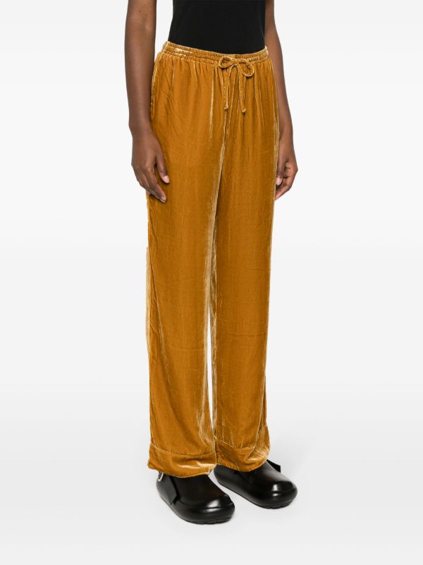 Browns Asceno Gold-tone Aurelia Velvet Trousers | Browns Straight-Leg Pants