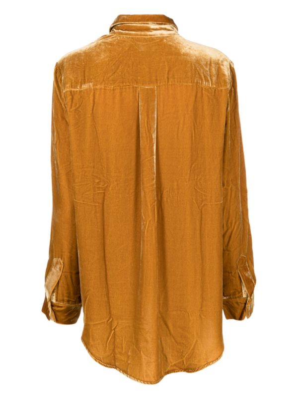 Browns Asceno Gold-Tone Velvet Pyjama Top | Browns Pyjama Tops