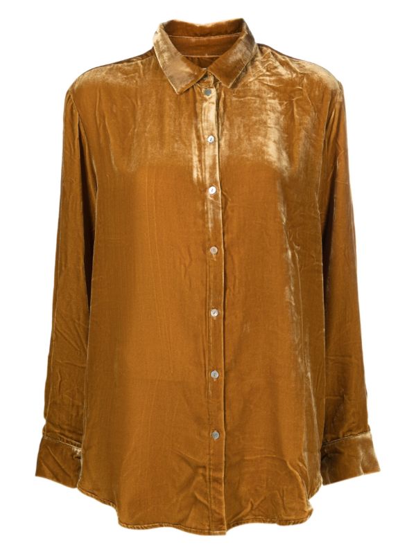 browns Asceno Gold-Tone Velvet Pyjama Top | Browns Pyjama Tops