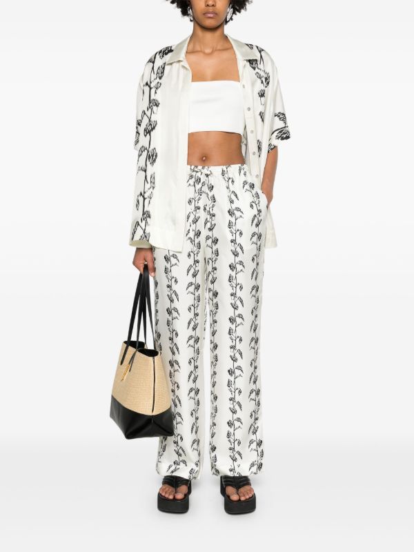 Browns Asceno White Aurelia Silk Trousers | Browns Straight-Leg Pants