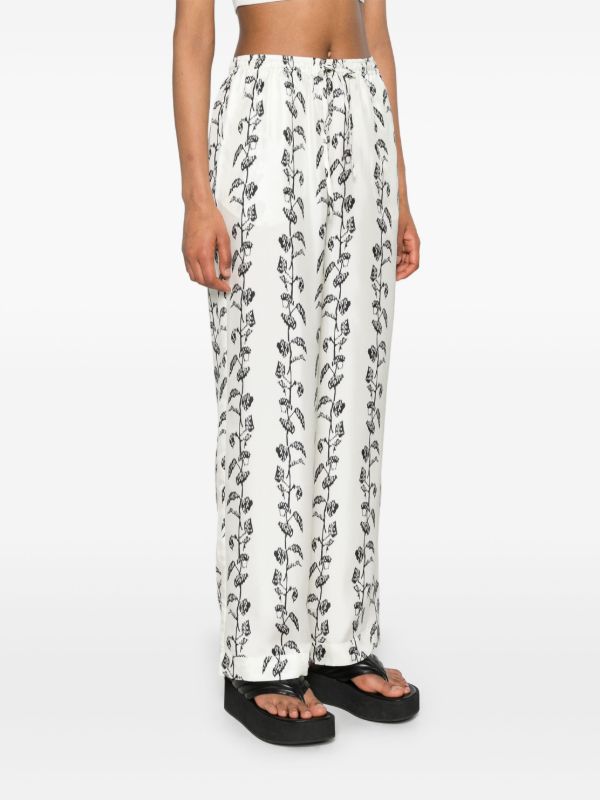 Browns Asceno White Aurelia Silk Trousers | Browns Straight-Leg Pants