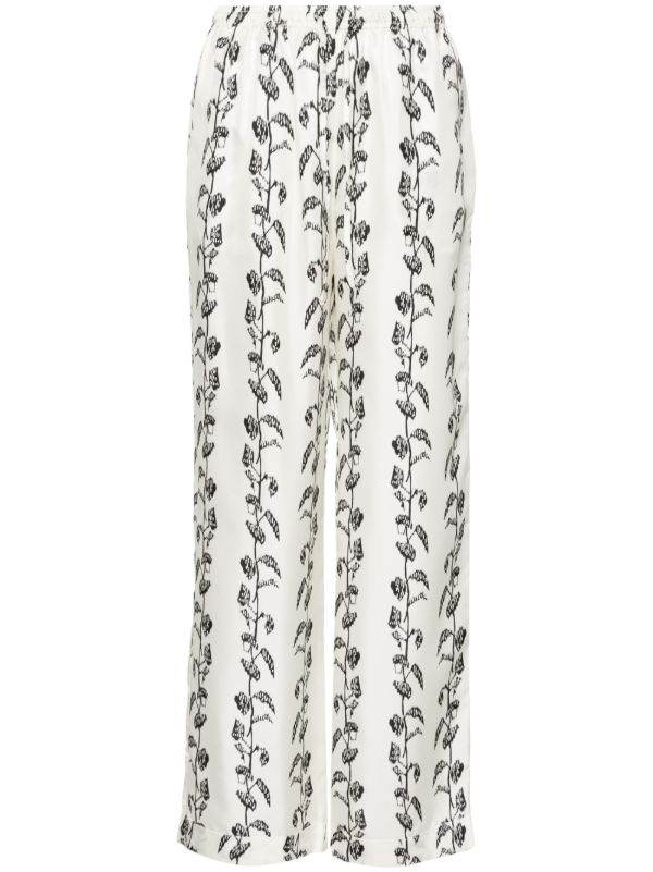 browns Asceno White Aurelia Silk Trousers | Browns Straight-Leg Pants