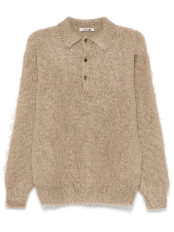 browns Auralee Brushed Super Kid Mohair Polo Sweater | Browns Knitted Sweaters
