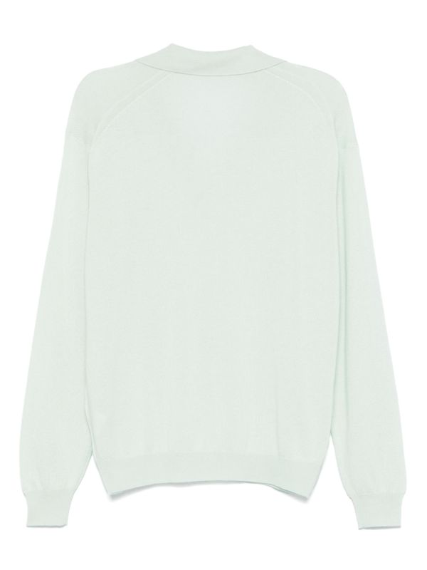 Browns Auralee Green Fine-Knit Polo Sweater | Browns Knitted Sweaters