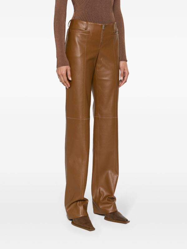 Browns Aya Muse Brown Cida Faux-leather Trousers | Browns Flared & Bell-Bottom Pants