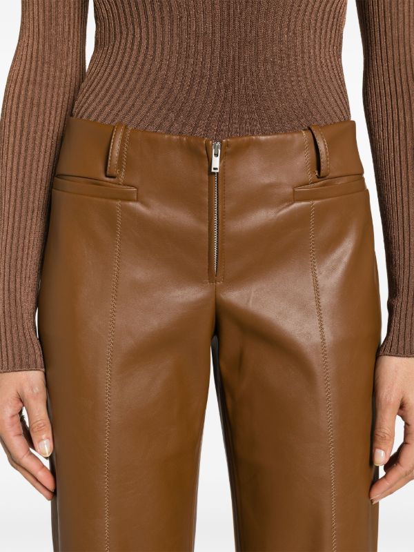 Browns Aya Muse Brown Cida Faux-leather Trousers | Browns Flared & Bell-Bottom Pants