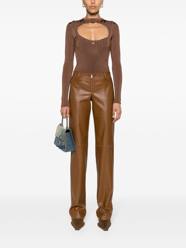 browns Aya Muse Brown Cida faux-leather trousers | Browns Flared & Bell-Bottom Pants