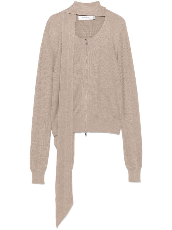 browns Aya Muse Neutral Scarf-Detail Cardigan | Browns Cardigans
