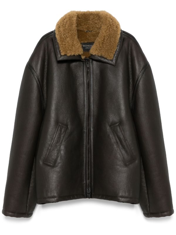 browns Balenciaga Aviator Leather Jacket | Browns Leather Jackets