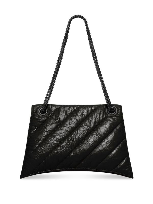 Browns Balenciaga Black Crush Large Leather Shoulder Bag | Browns Shoulder Bags
