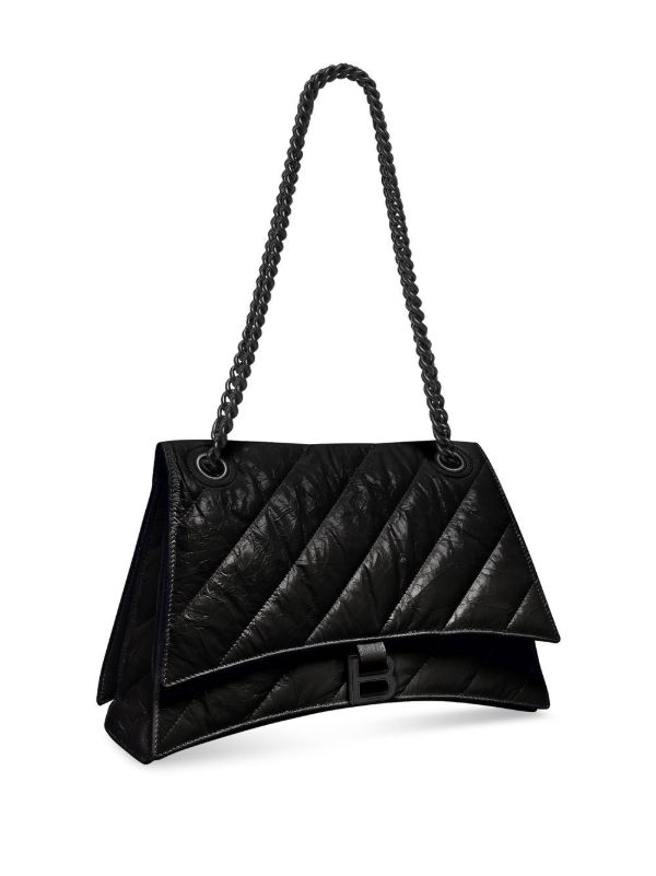 Browns Balenciaga Black Crush Large Leather Shoulder Bag | Browns Shoulder Bags