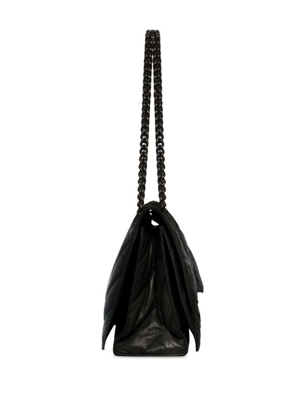 Browns Balenciaga Black Crush Large Leather Shoulder Bag | Browns Shoulder Bags