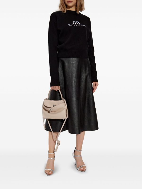 Browns Balenciaga Black Logo-Intarsia Sweater | Browns Knitted Sweaters