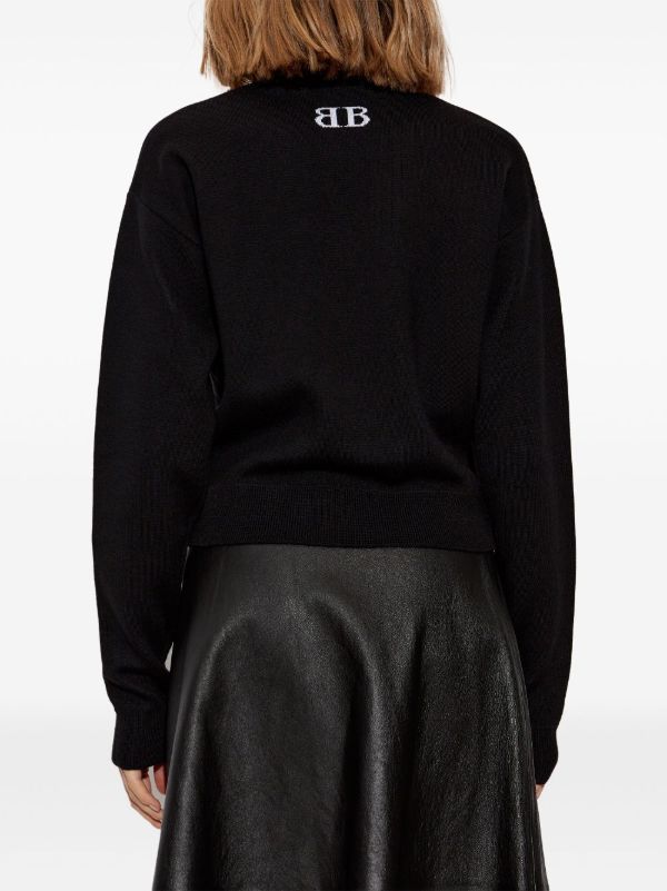 Browns Balenciaga Black Logo-Intarsia Sweater | Browns Knitted Sweaters
