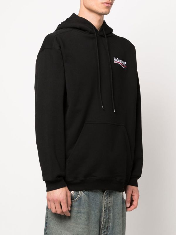 Browns Balenciaga Black Political Campaign Cotton Hoodie | Browns Hoodies